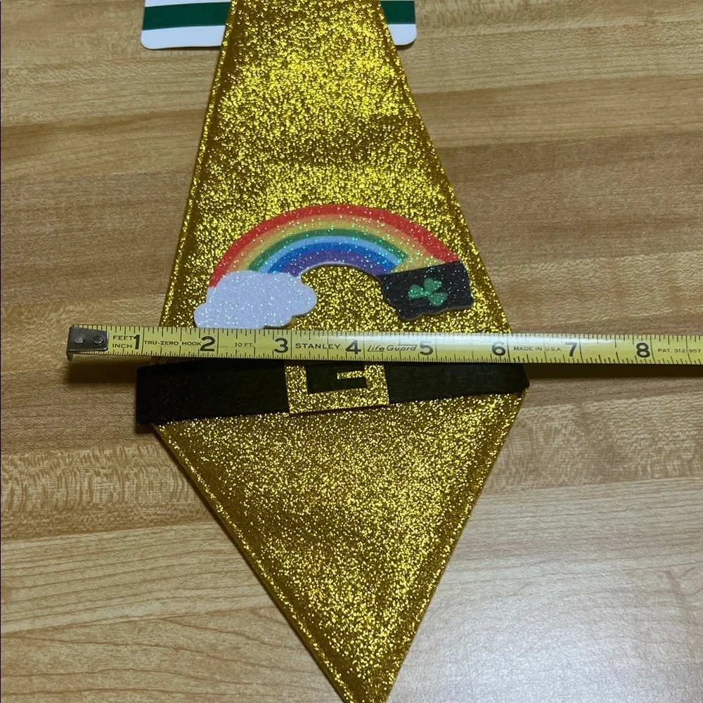 #1349**Gold Glitter Tie and Shamrock Socks Set - Picture 4 of 4